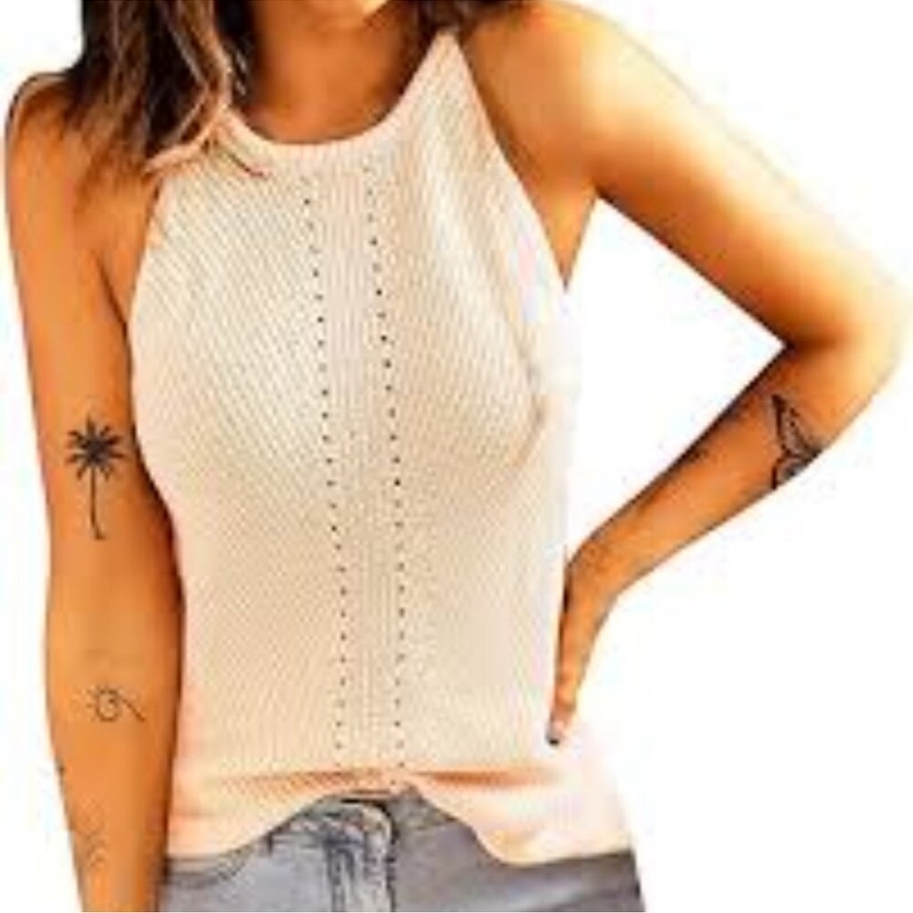 NWT off white cable knit tank cream